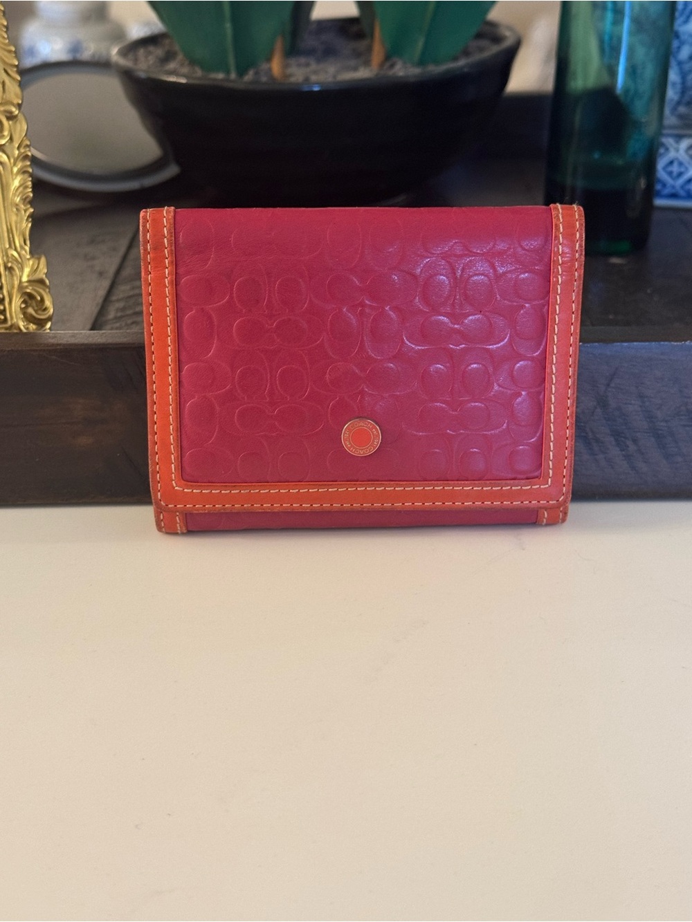 🩷🧡 VINTAGE COACH SIGNATURE PATTERN BIFOLD WALLET! 🩷🧡
